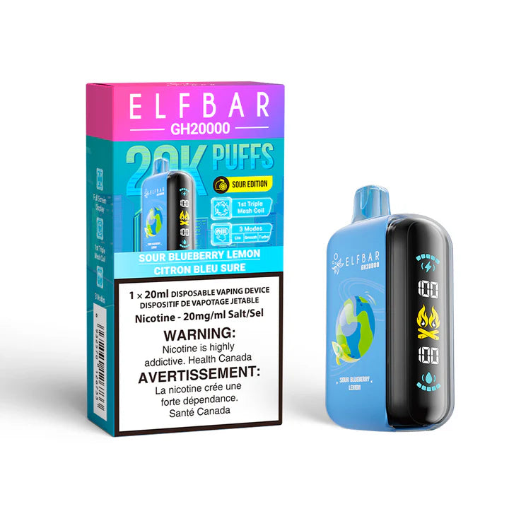 Elf Bar GH20000 Disposable Vape - Sour Blueberry Lemon Flavour, 20000 Puffs, 20mg Nicotine