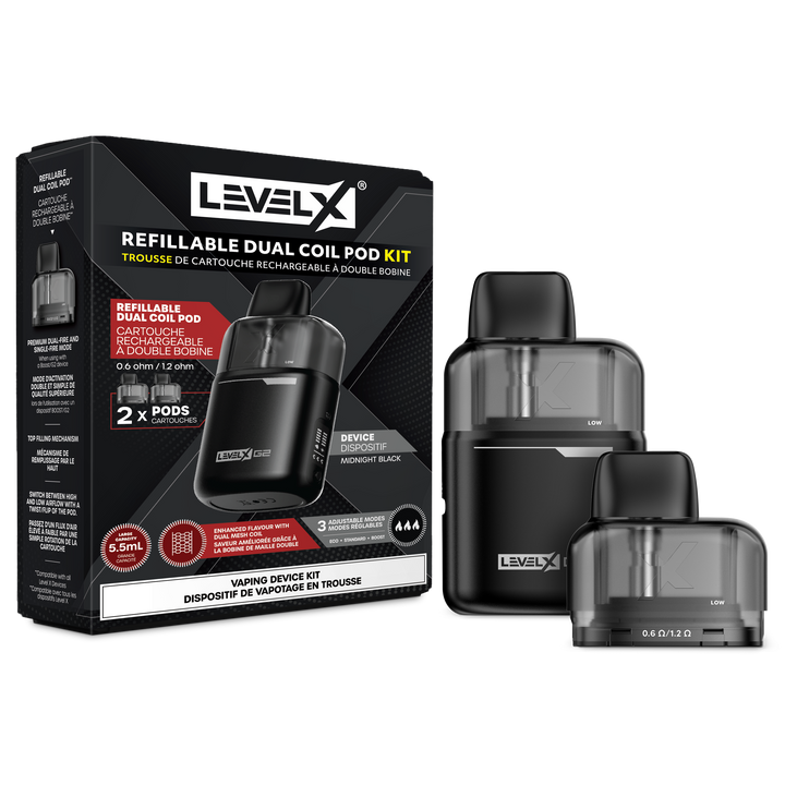 The Canadian Vaper Level X Refillable Dual Coil Pod Kit Kits