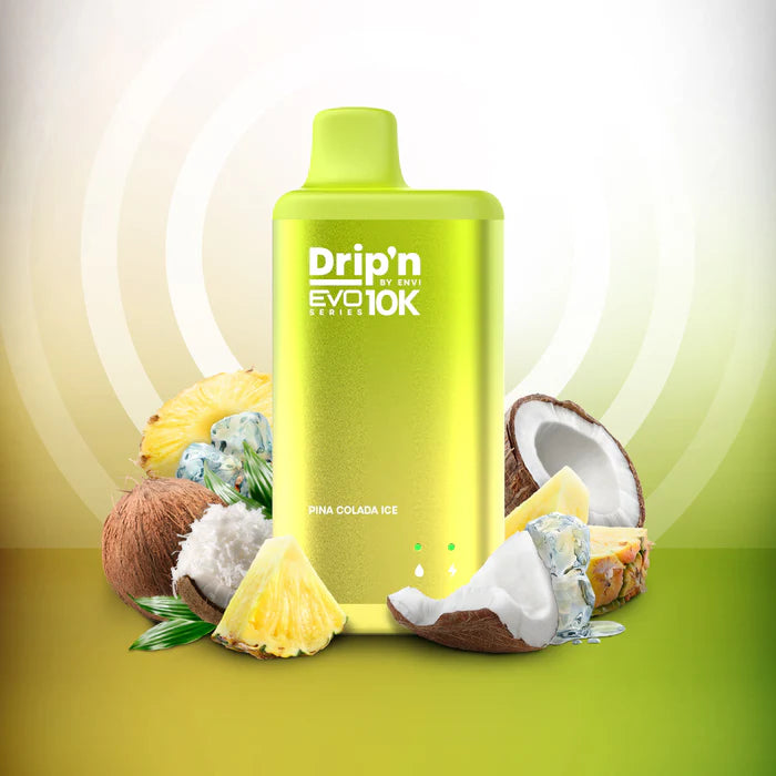 Drip'n Envi Evo Disposable Vape - Pina Colada Ice Flavour, 10000 Puffs, 20mg Nicotine
