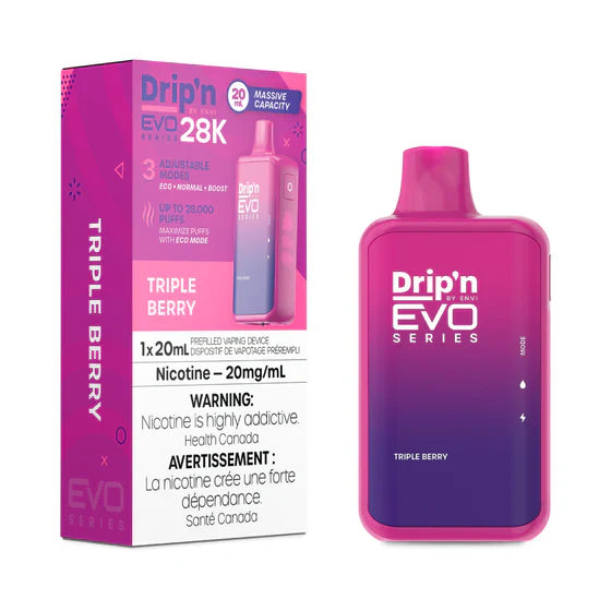 Drip'n Envi Evo Disposable Vape - Triple Berry Flavour, 28000 Puffs, 20mg Nicotine